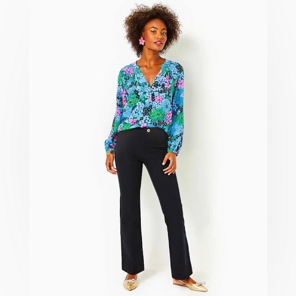 Nwt Lilly Pulitzer Kidman Bi-Stretch Pants In Noir